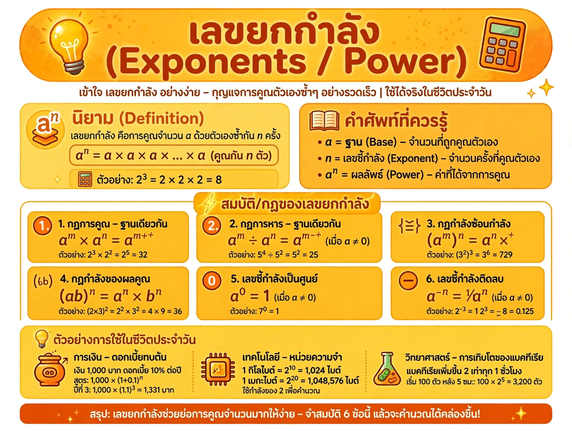 ปกคอร์ส เลขยกกำลัง (Exponents or Power)